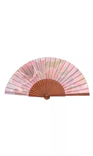 Abanico «tres rosas» en distintos tonos rosas, cremas y tostados de 23 cm.